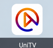 Ícone do UniTV na tela da TV / UniTV icon on the TV screen